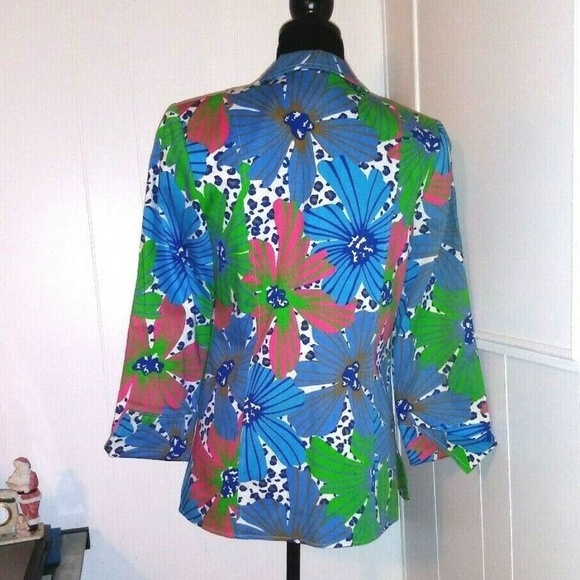 womens Multicolor Jacket ART-TO-WEAR Boho Open front Floral Harve Benard - Picture 3 of 8